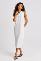 Polo Ralph Lauren Stretch-Cotton Sleeveless Polo Dress - White