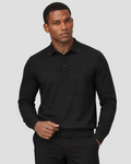 Charles Tyrwhitt Pure Merino Wool Button Neck Polo - Charcoal