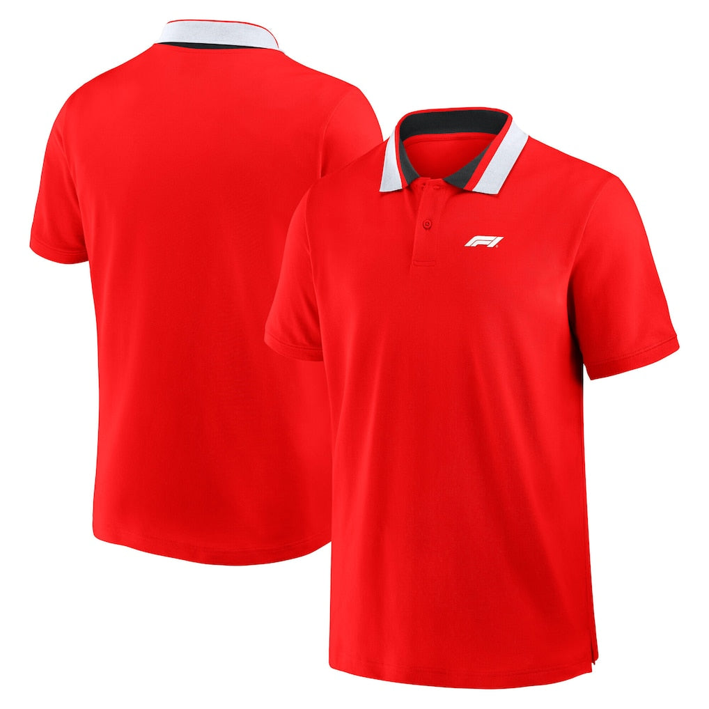 Formula 1 Classic Tipped Pique Polo - Red