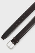 BOSS Leather Business Belt with Polished Silver Buckle