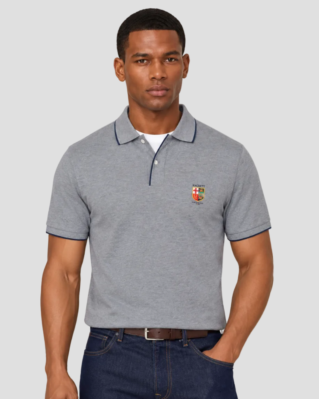 Hackett Heritage Classic Fit Short Sleeve LRC Polo - Ash Grey