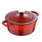 MASTERPRO 2 Qt Enamel Cast Iron Dutch Oven with Self-Basting Lid – Red