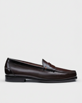 Penny loafer swap preserving the boot image’s background and ground level