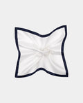 SUITSUPPLY White & Navy Contrast Detail Pocket Square - Pure Silk by Silk Pro, Italy