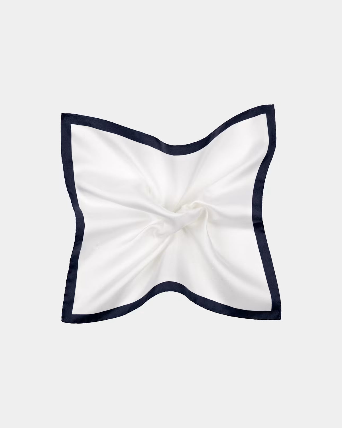 SUITSUPPLY White & Navy Contrast Detail Pocket Square - Pure Silk by Silk Pro, Italy