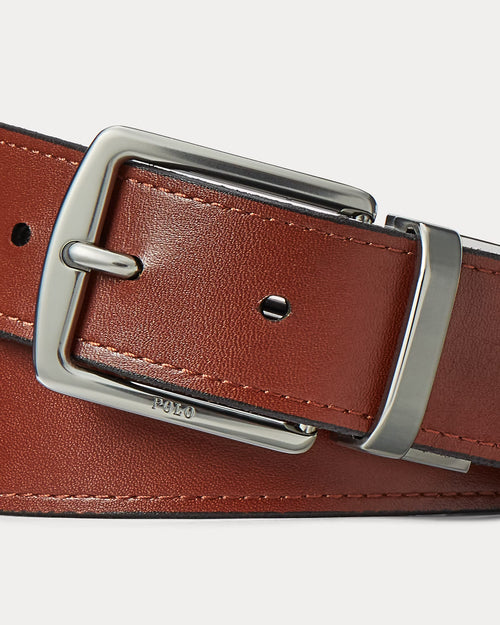 Polo Ralph Lauren Reversible Leather Belt Gift Set - Black/Saddle