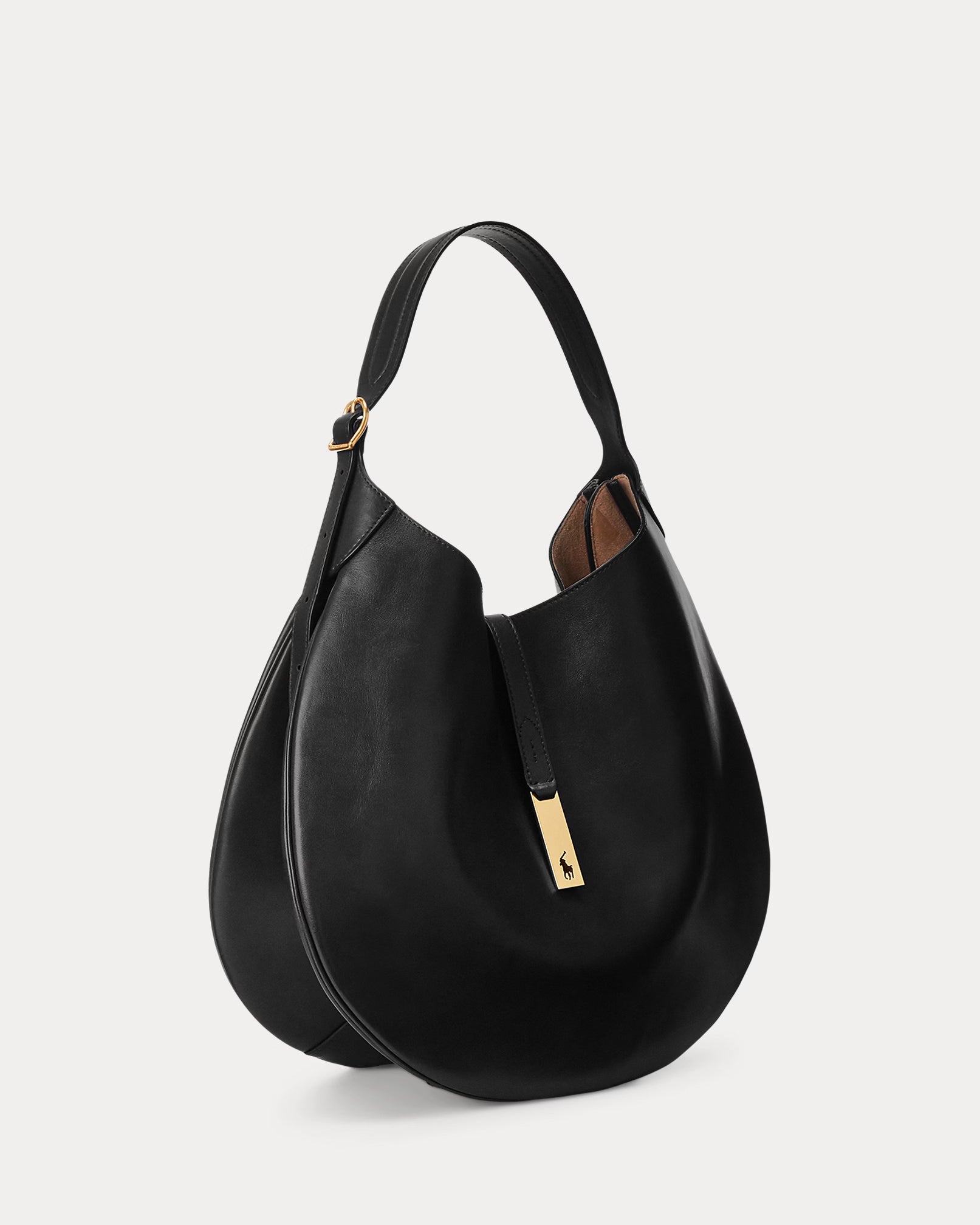 Polo Ralph Lauren Polo ID Calfskin Large Shoulder Bag – Black
