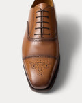 Ralph Lauren Purple Label Denver Burnished Calfskin Cap-Toe Shoe - Tan