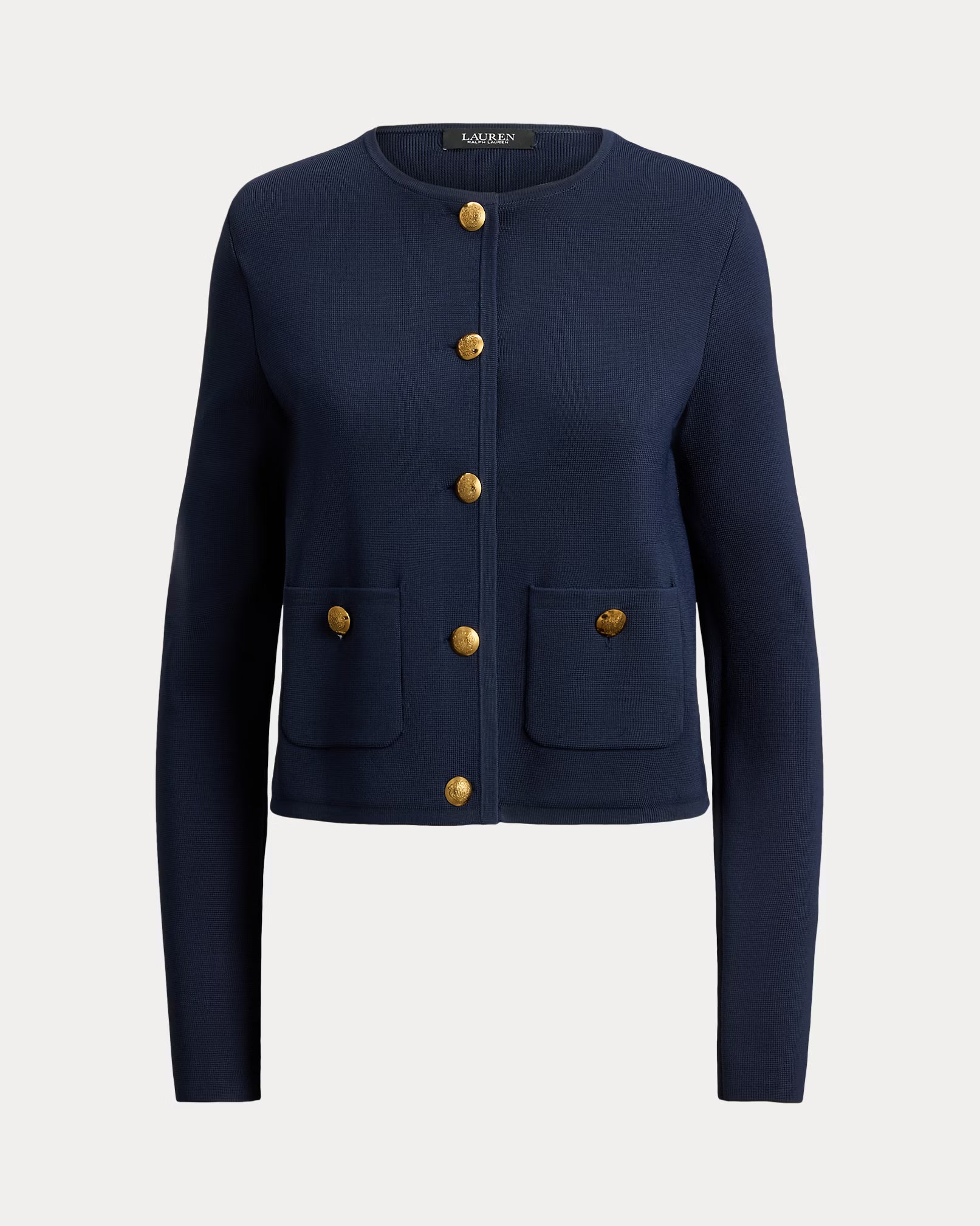 Lauren Ralph Lauren Cropped Crewneck Jumper Jacket - Lauren Navy