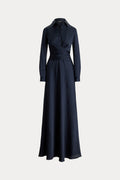 Lauren Ralph Lauren Pleated Button-Up Charmeuse Gown - Lauren Navy