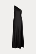 Lauren Ralph Lauren Satin Charmeuse One-Shoulder Gown - Black