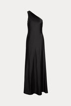Lauren Ralph Lauren Satin Charmeuse One-Shoulder Gown - Black