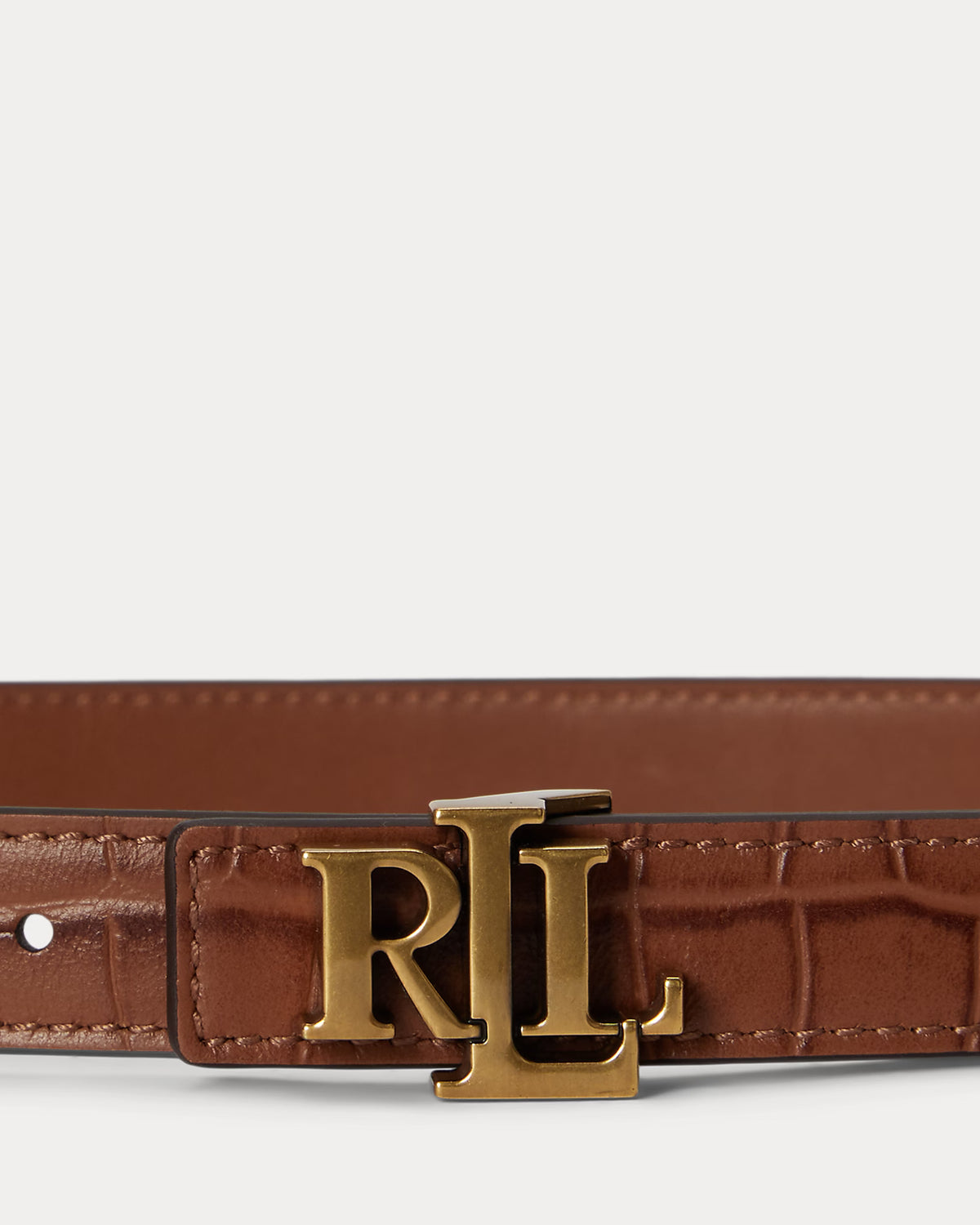 Lauren Ralph Lauren Logo Reversible Embossed Skinny Belt