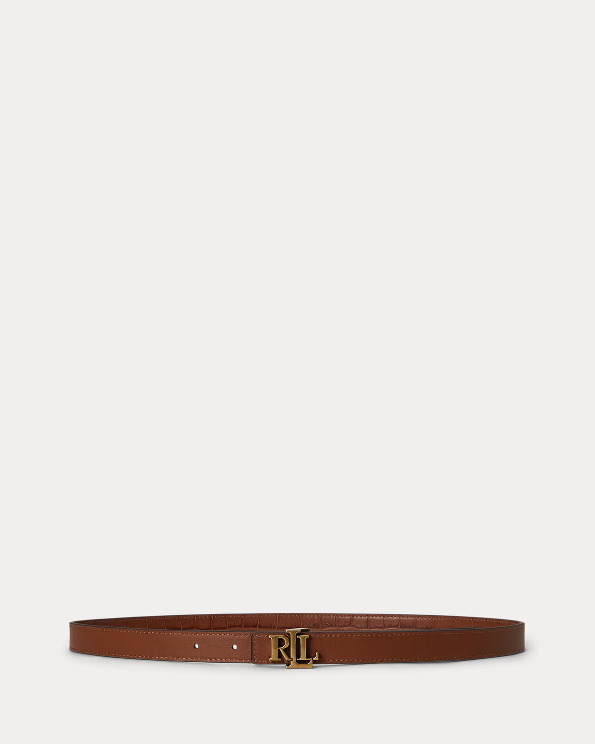 Lauren Ralph Lauren Logo Reversible Embossed Skinny Belt