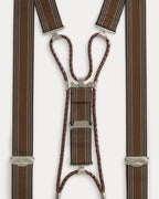 RRL Striped Stretch Braces - Brown
