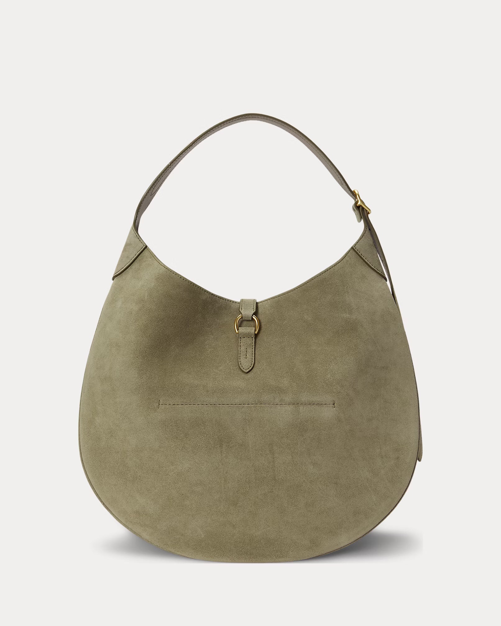 Polo Ralph Lauren Large Suede Polo ID Shoulder Bag – Light Olive