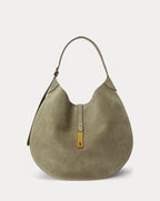 Polo Ralph Lauren Large Suede Polo ID Shoulder Bag – Light Olive