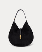 Polo Ralph Lauren Polo ID Suede Large Shoulder Bag – Black