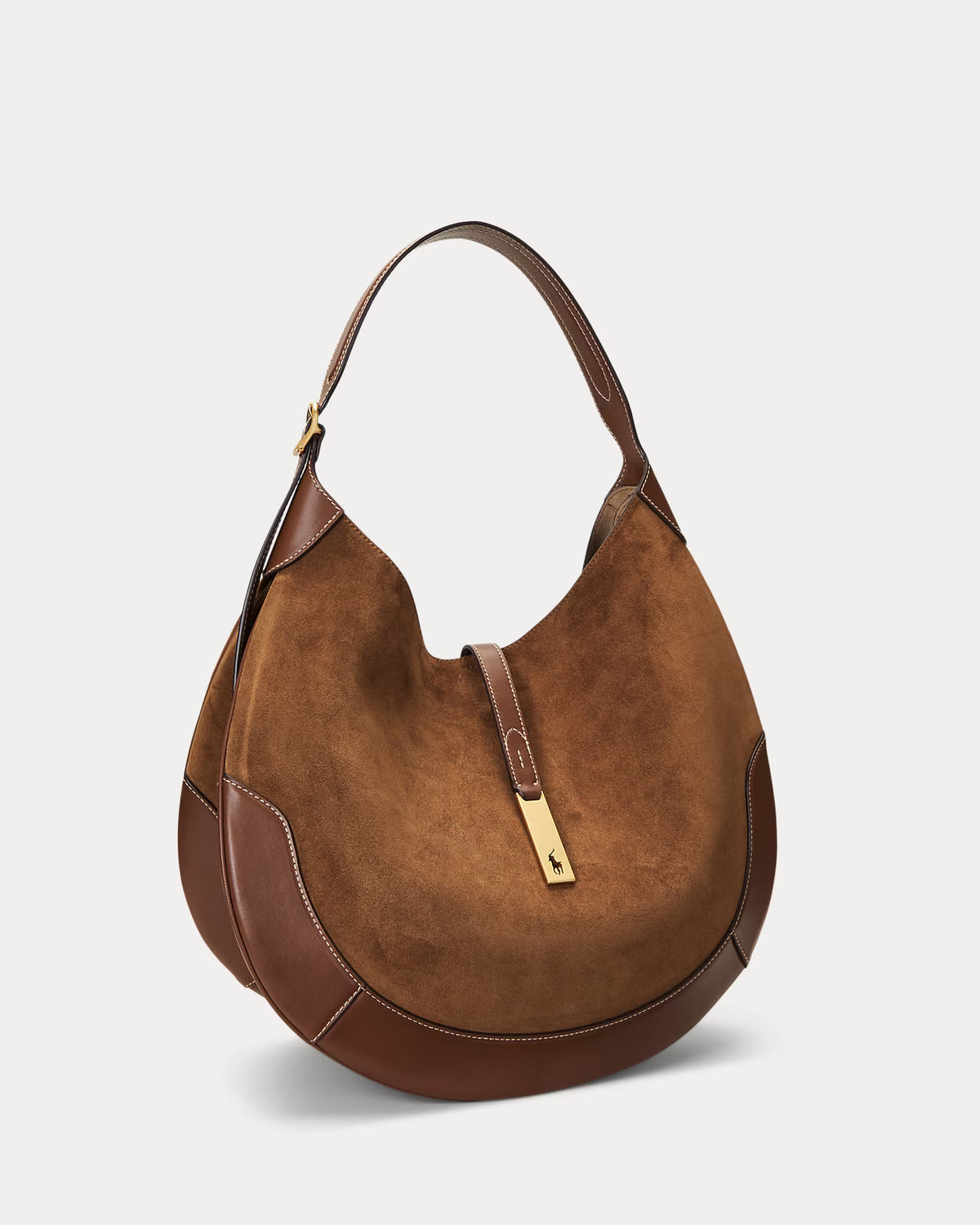 Polo Ralph Lauren Polo ID Suede-Leather Large Shoulder Bag
