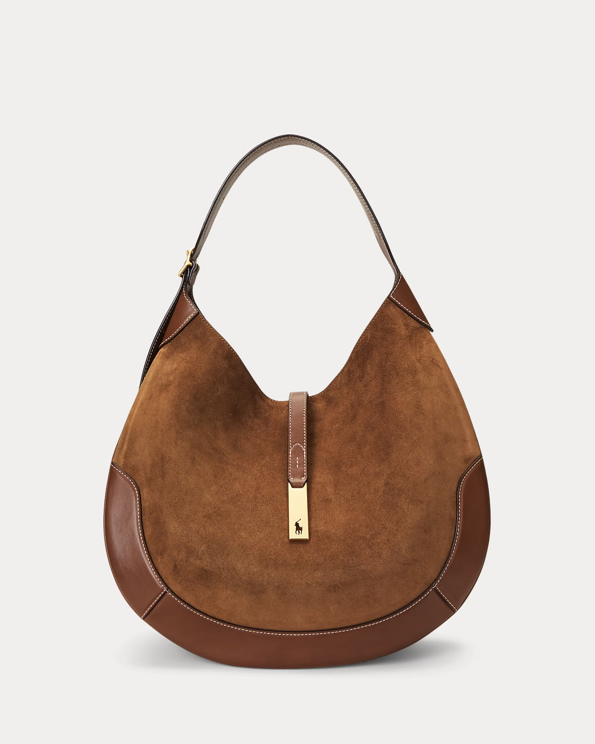 Polo Ralph Lauren Polo ID Suede-Leather Large Shoulder Bag
