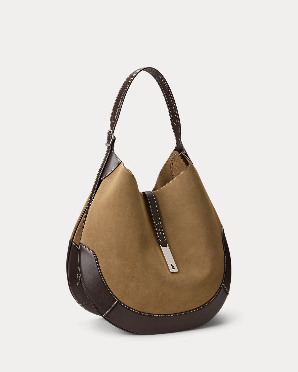 Polo Ralph Lauren Polo ID Suede-Leather Large Shoulder Bag