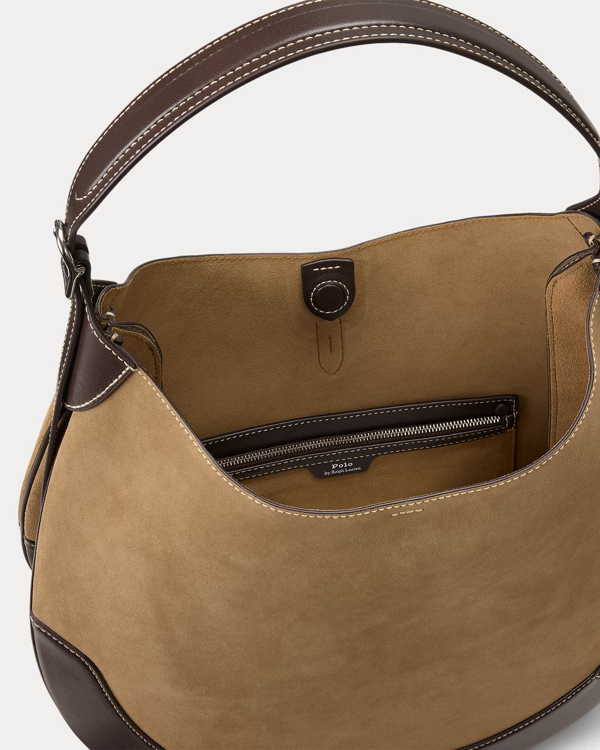 Polo Ralph Lauren Polo ID Suede-Leather Large Shoulder Bag