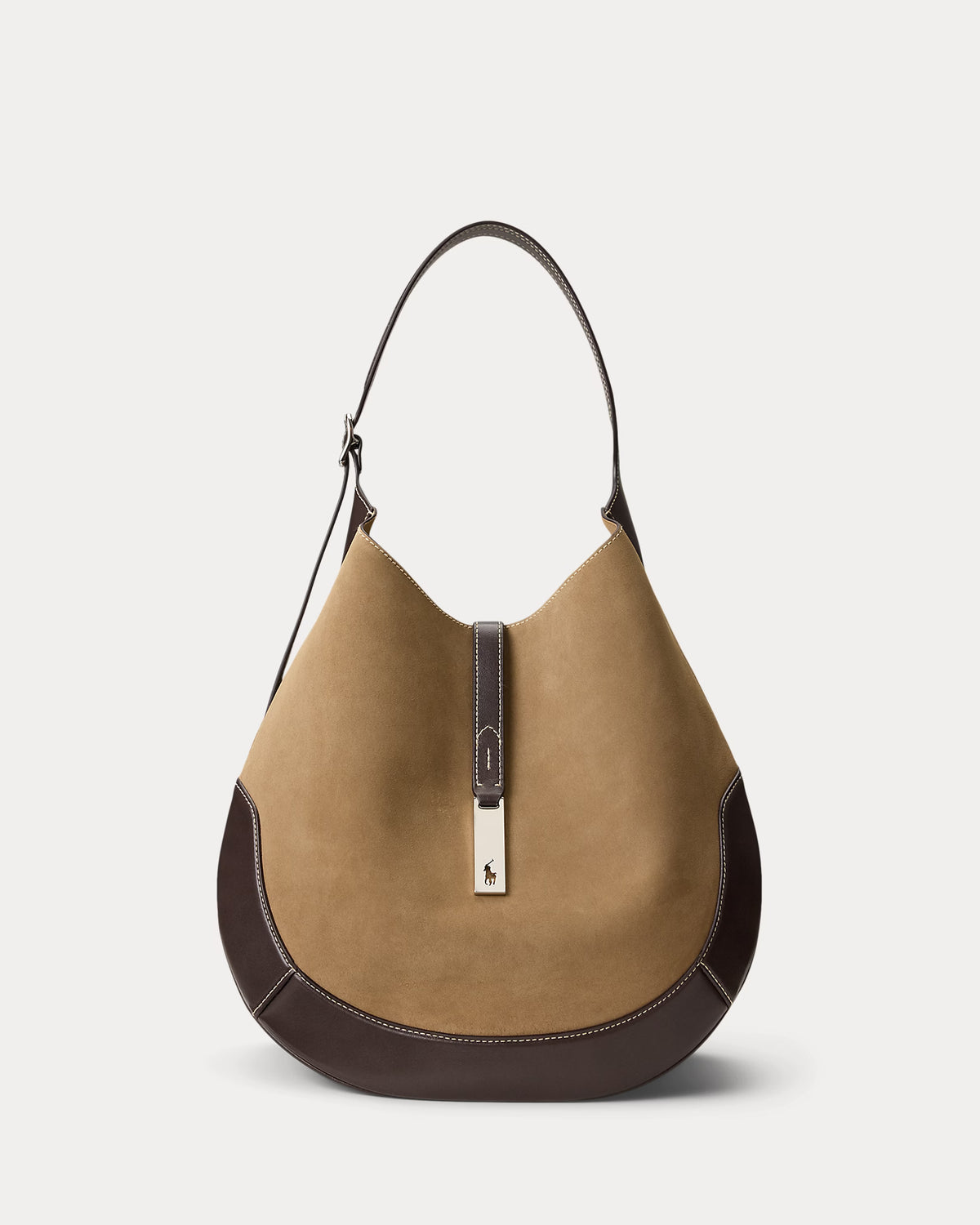 Polo Ralph Lauren Polo ID Suede-Leather Large Shoulder Bag