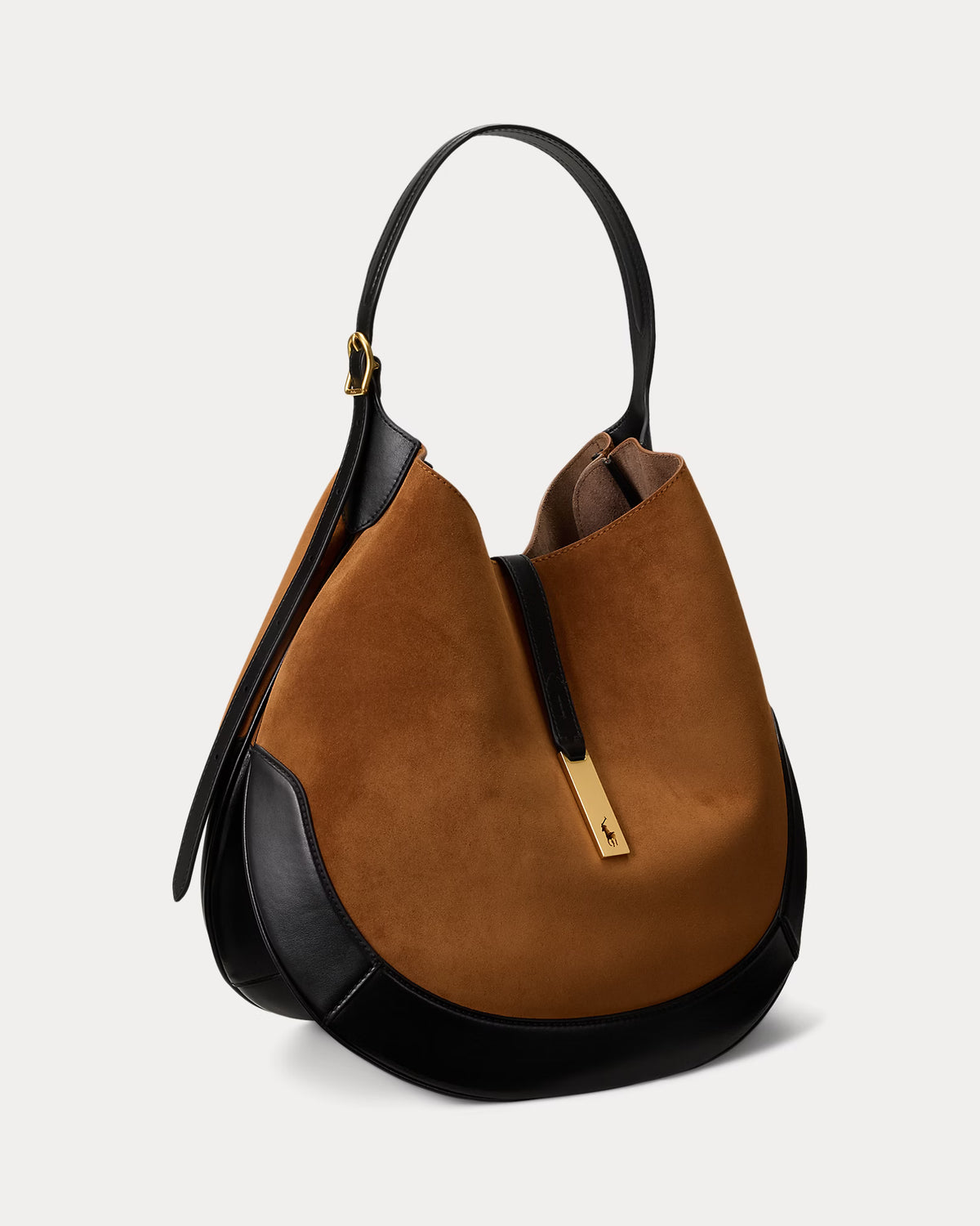 Polo Ralph Lauren Polo ID Suede-Leather Large Shoulder Bag