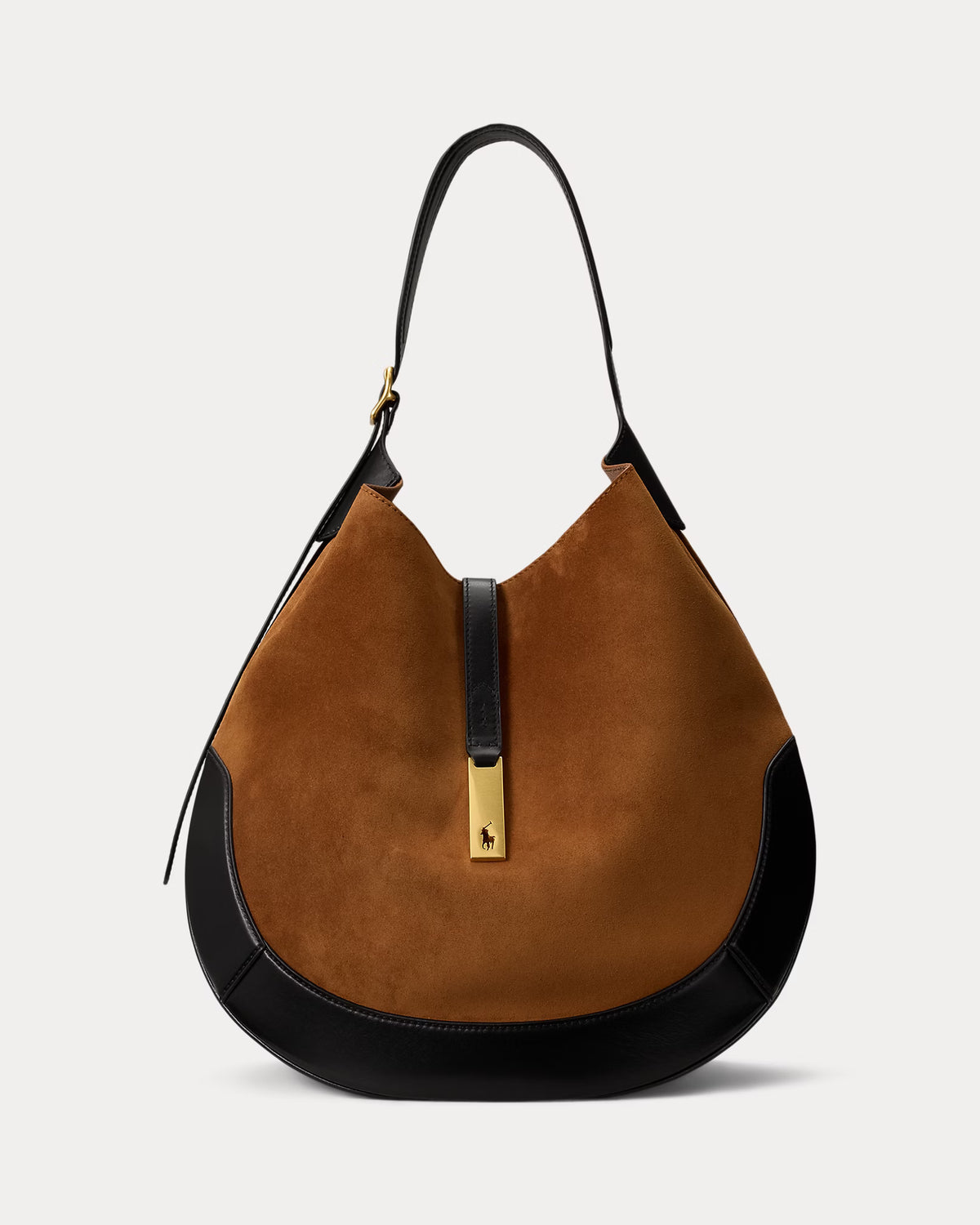 Polo Ralph Lauren Polo ID Suede-Leather Large Shoulder Bag
