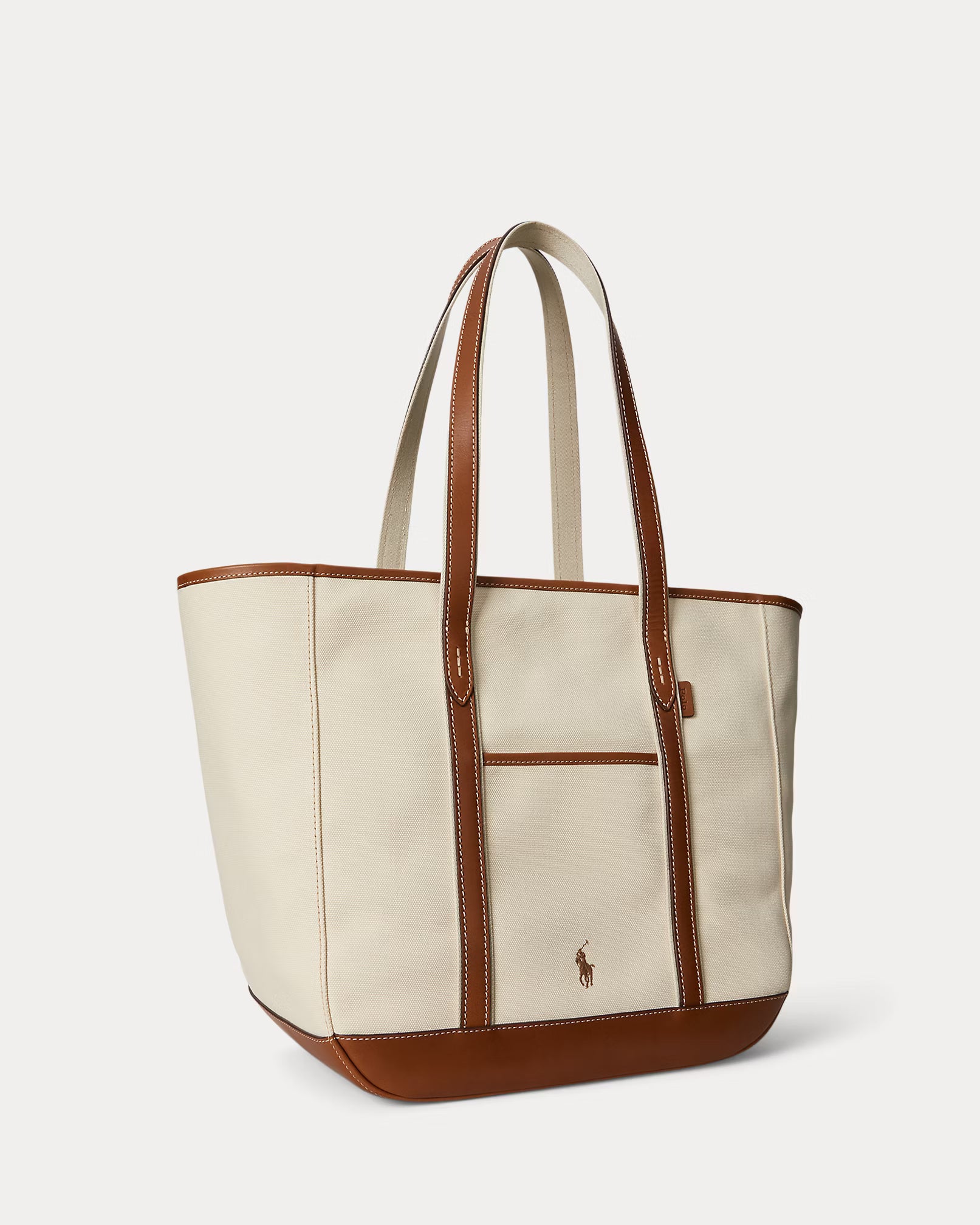 Polo Ralph Lauren Leather-Trim Canvas Medium Shopper Tote