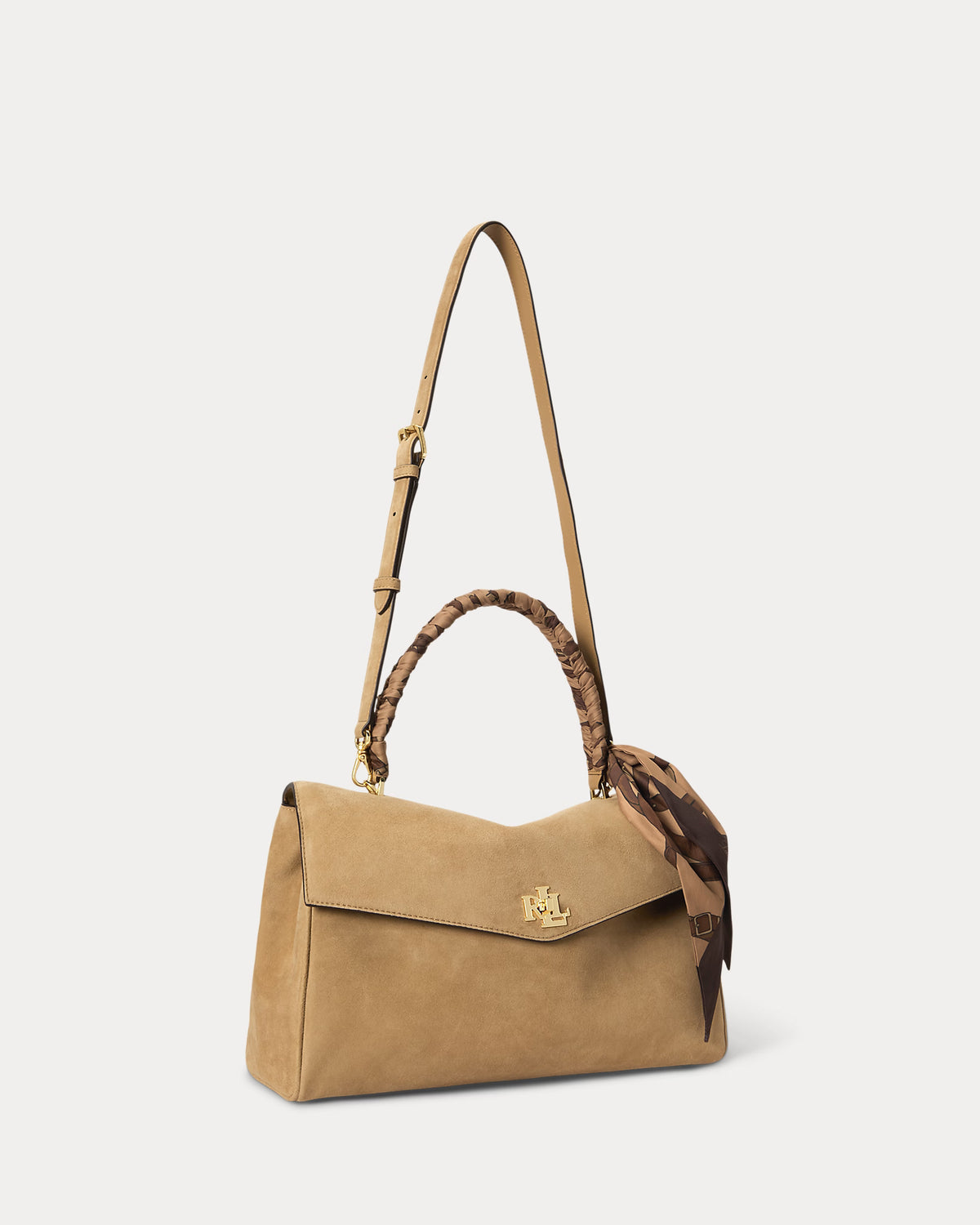 Lauren Ralph Lauren Scarf-Trim Medium Farrah Soft Satchel