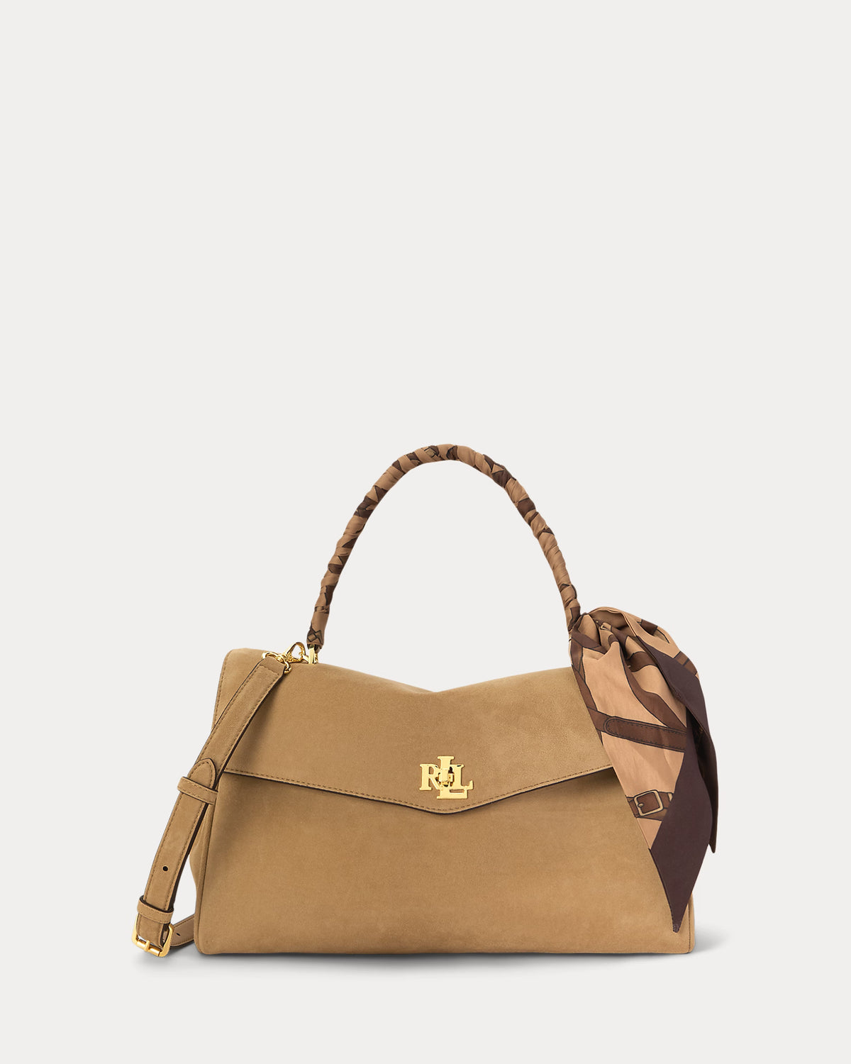 Lauren Ralph Lauren Scarf-Trim Medium Farrah Soft Satchel