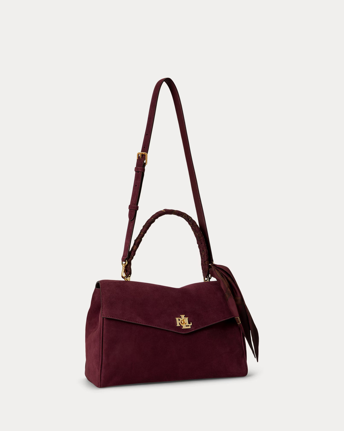 Lauren Ralph Lauren Scarf-Trim Medium Farrah Soft Satchel