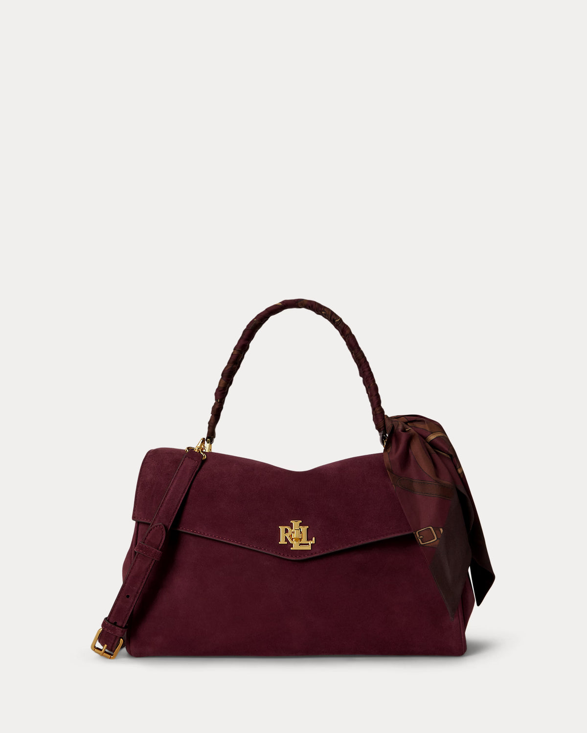 Lauren Ralph Lauren Scarf-Trim Medium Farrah Soft Satchel