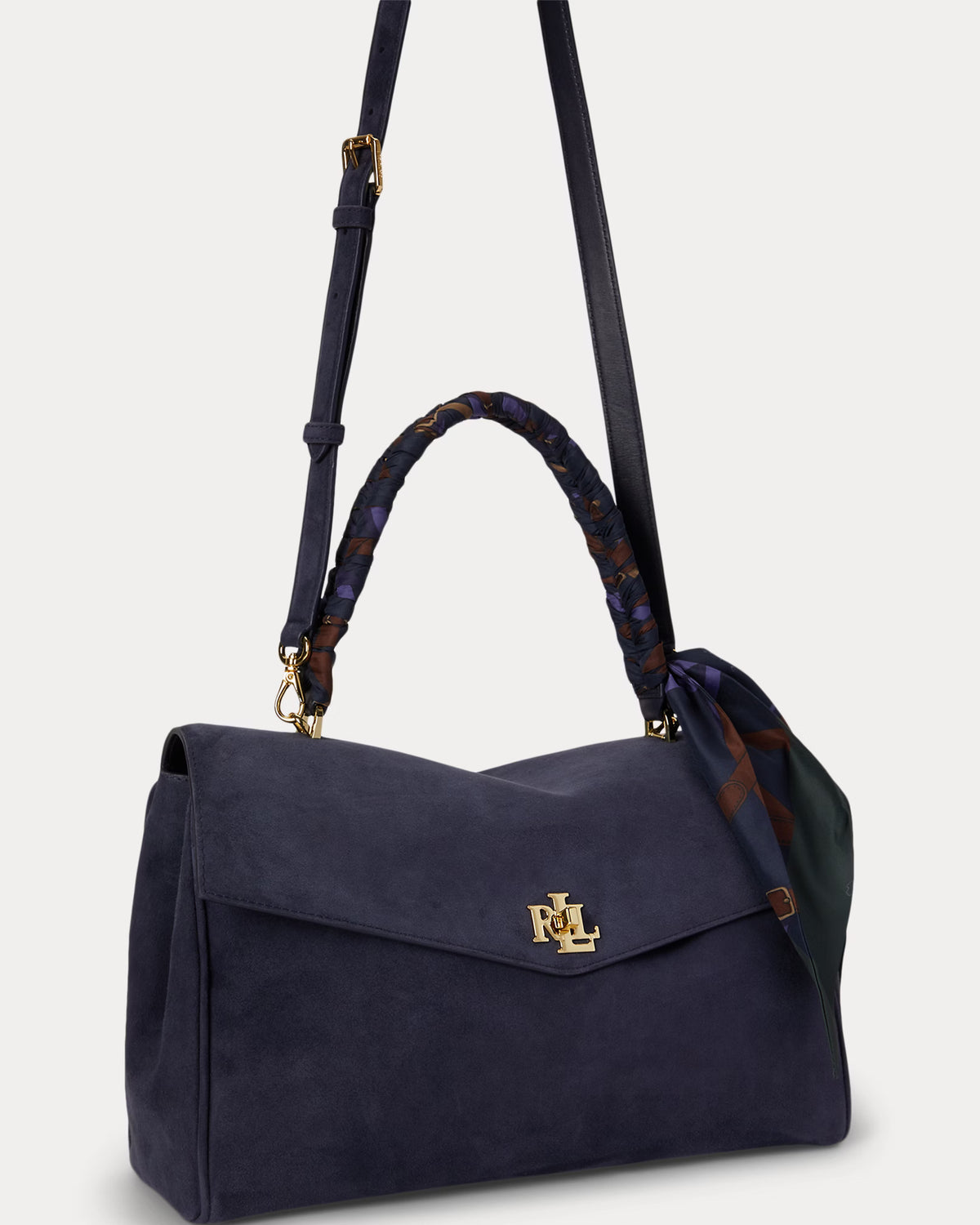 Lauren Ralph Lauren Scarf-Trim Medium Farrah Soft Satchel