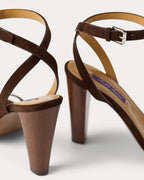 Ralph Lauren Collection Graison 95MM Calf-Suede Sandal – Luggage Brown