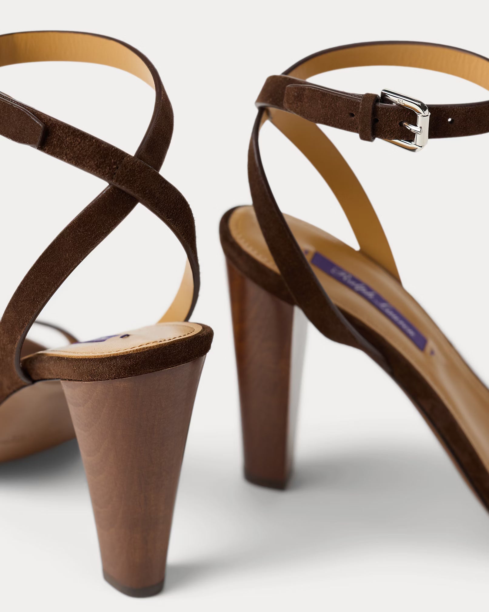 Ralph Lauren Collection Graison 95MM Calf-Suede Sandal – Luggage Brown