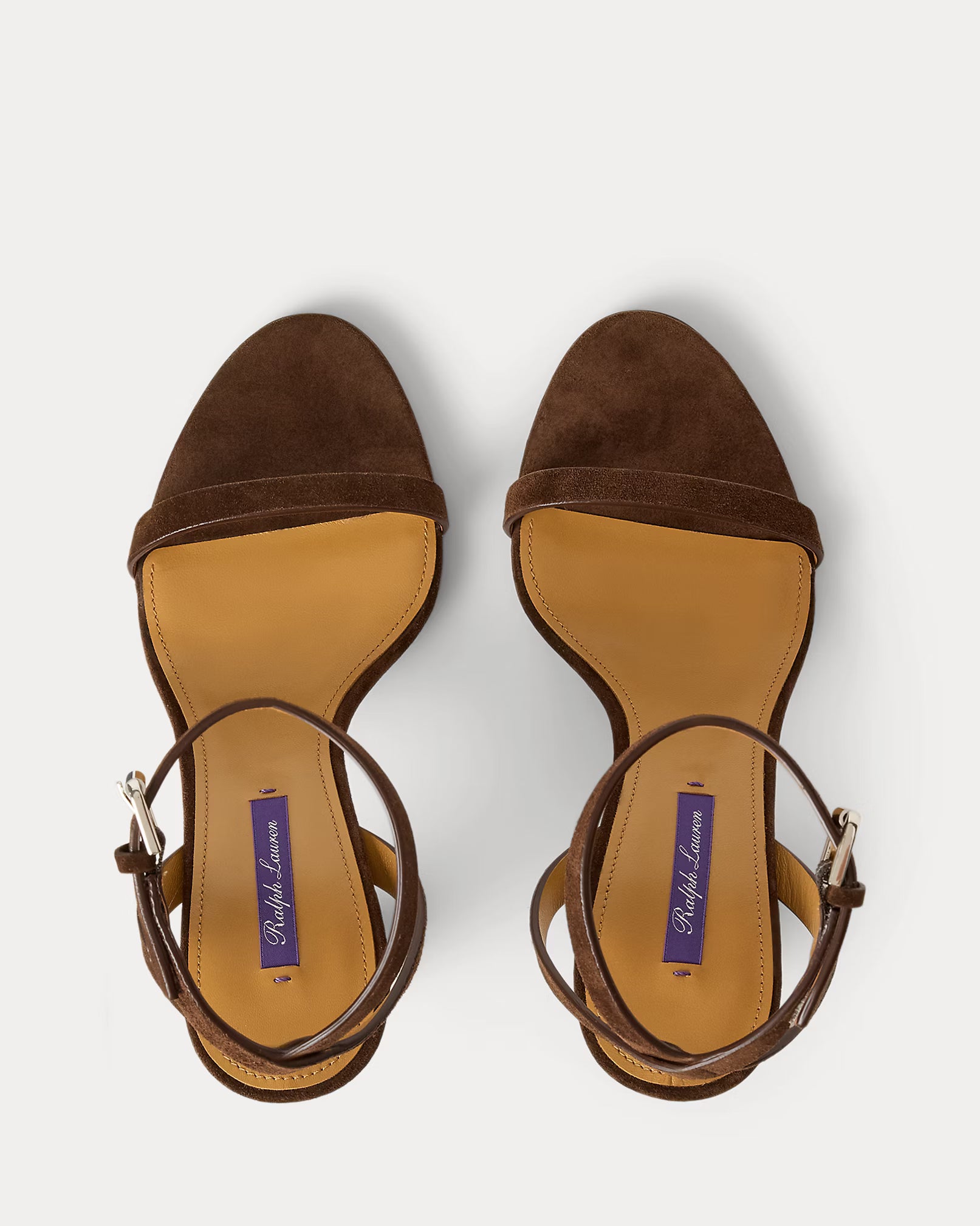 Ralph Lauren Collection Graison 95MM Calf-Suede Sandal – Luggage Brown