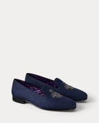 Ralph Lauren Purple Label Alonzo Bullion Crest Linen Slipper – Chairman Navy/Silver - LuxxeCoast