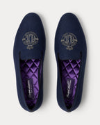 Ralph Lauren Purple Label Alonzo Bullion Crest Linen Slipper – Chairman Navy/Silver - LuxxeCoast