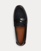 Polo Ralph Lauren Alston Raffia-Trim Leather Penny Loafer – Black - LuxxeCoast