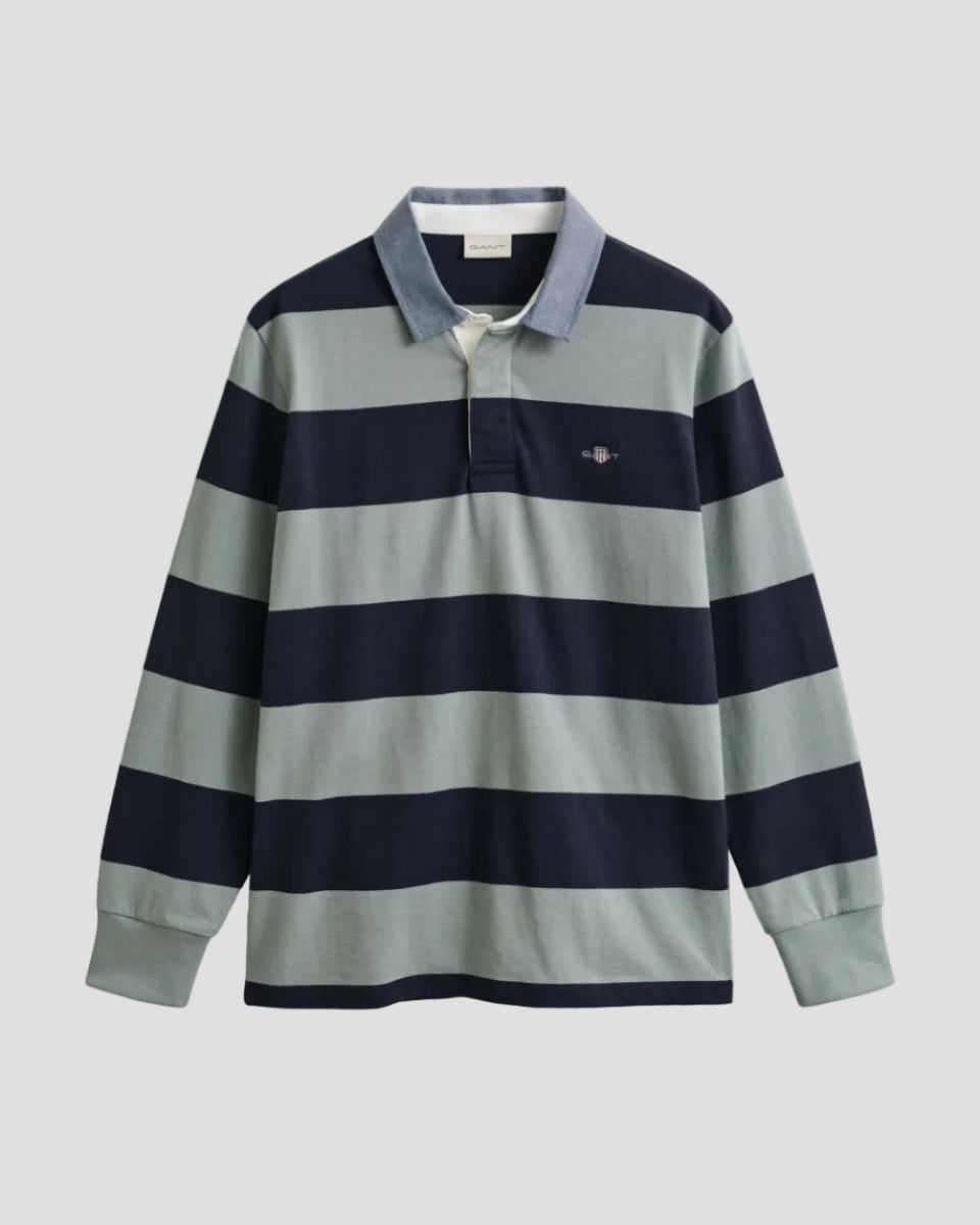 GANT Chambray Collar Striped Heavy Rugger – Ceramic Grey