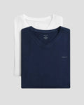 GANT 2-Pack V-Neck T-Shirts - White/Navy