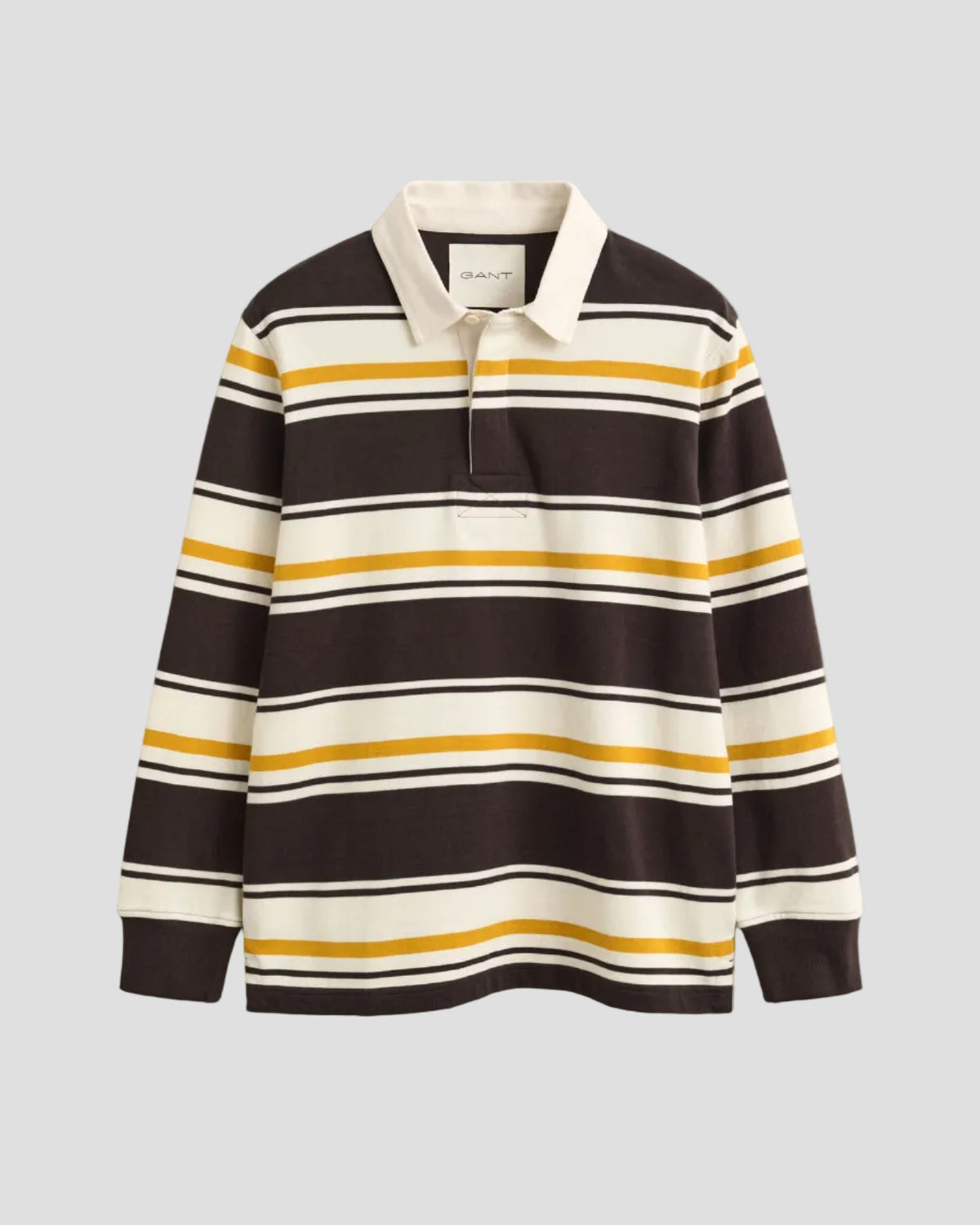 GANT Striped Heavy Rugger - Charred Wood Brown