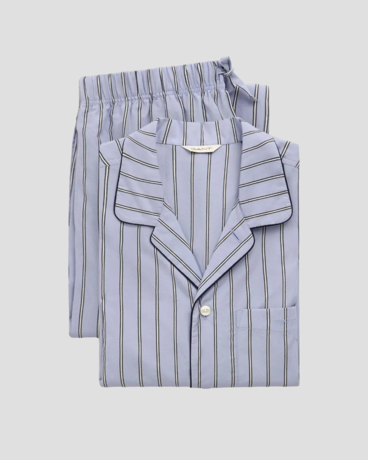GANT Striped Poplin Pajama Set - Lavender Blue