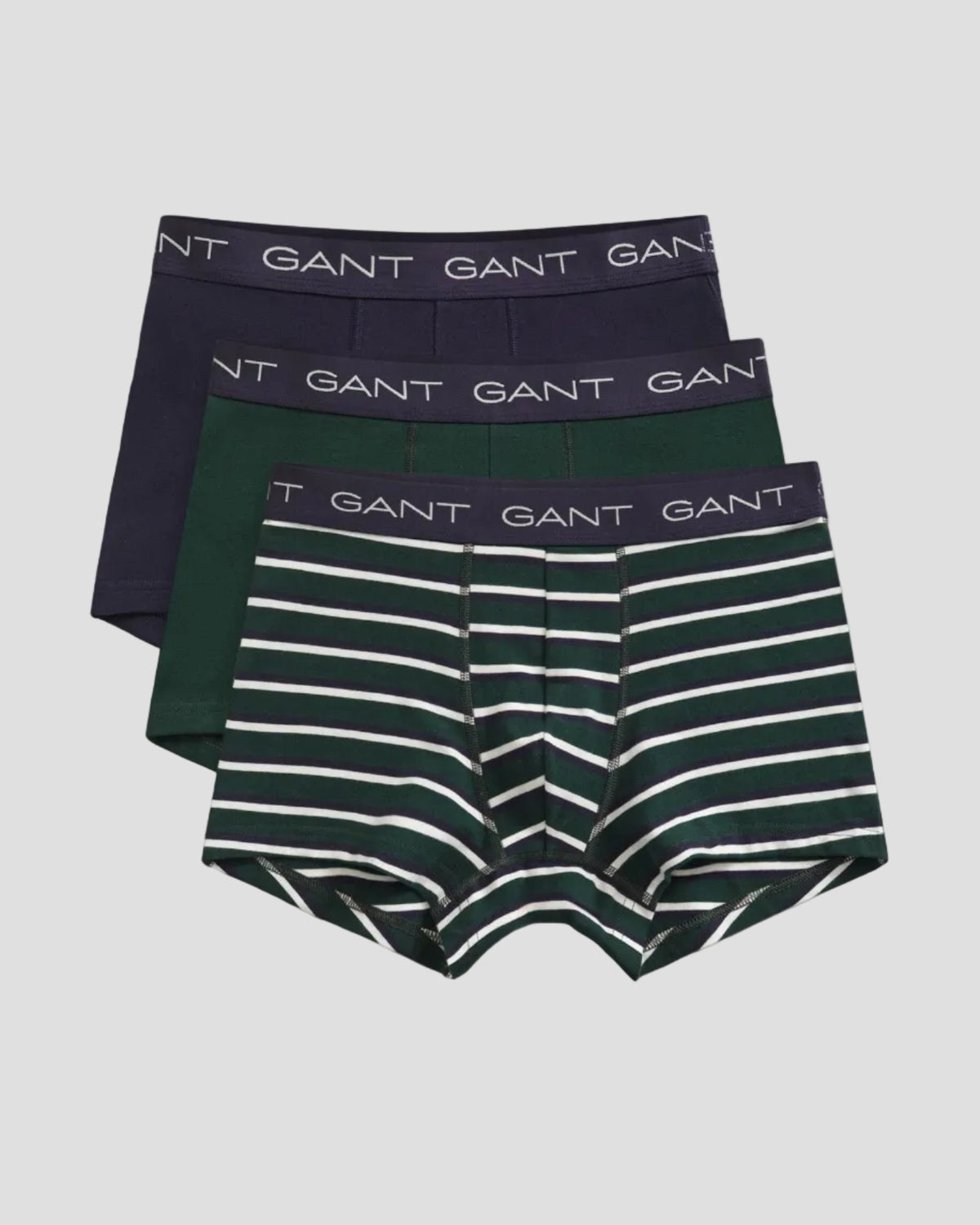GANT 3-Pack Striped Trunks - Tartan Green