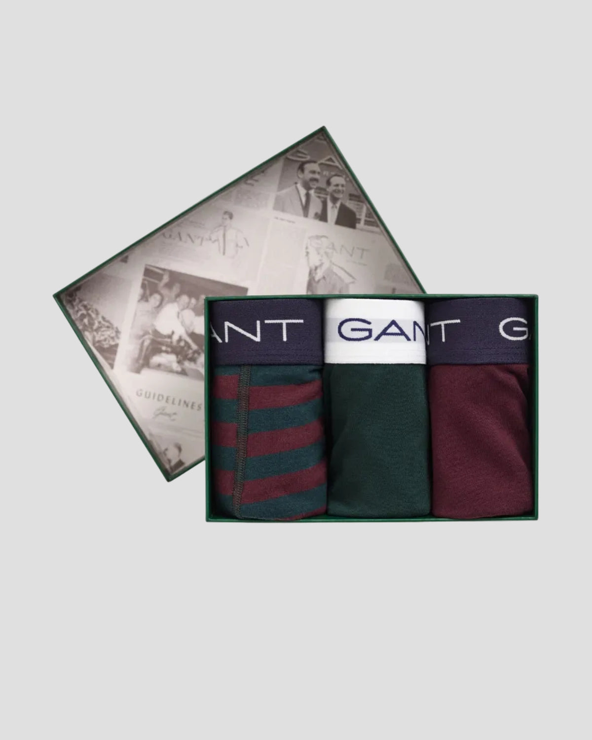 GANT 3-Pack Striped Trunks Gift Box - Tartan Green