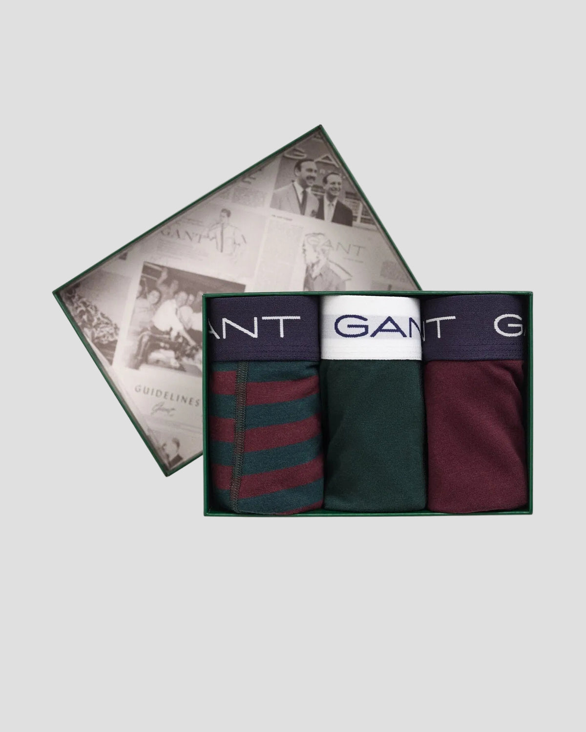 GANT 3-Pack Striped Trunks Gift Box - Tartan Green