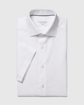 White shirt edit with closed buttons, flat diagonal sleeves and a requested 5:4 landscape frame
