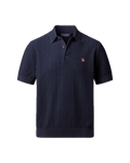 Charles Tyrwhitt England Rugby Cotton Stripe Texture Knitted Polo – Navy